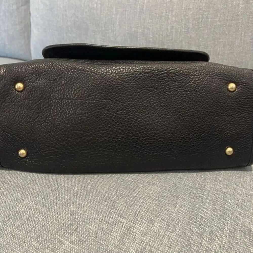 Beanpole Black Pebbled Leather Satchel Crossbody Bag Gold‎ Hardware Suede Trim
